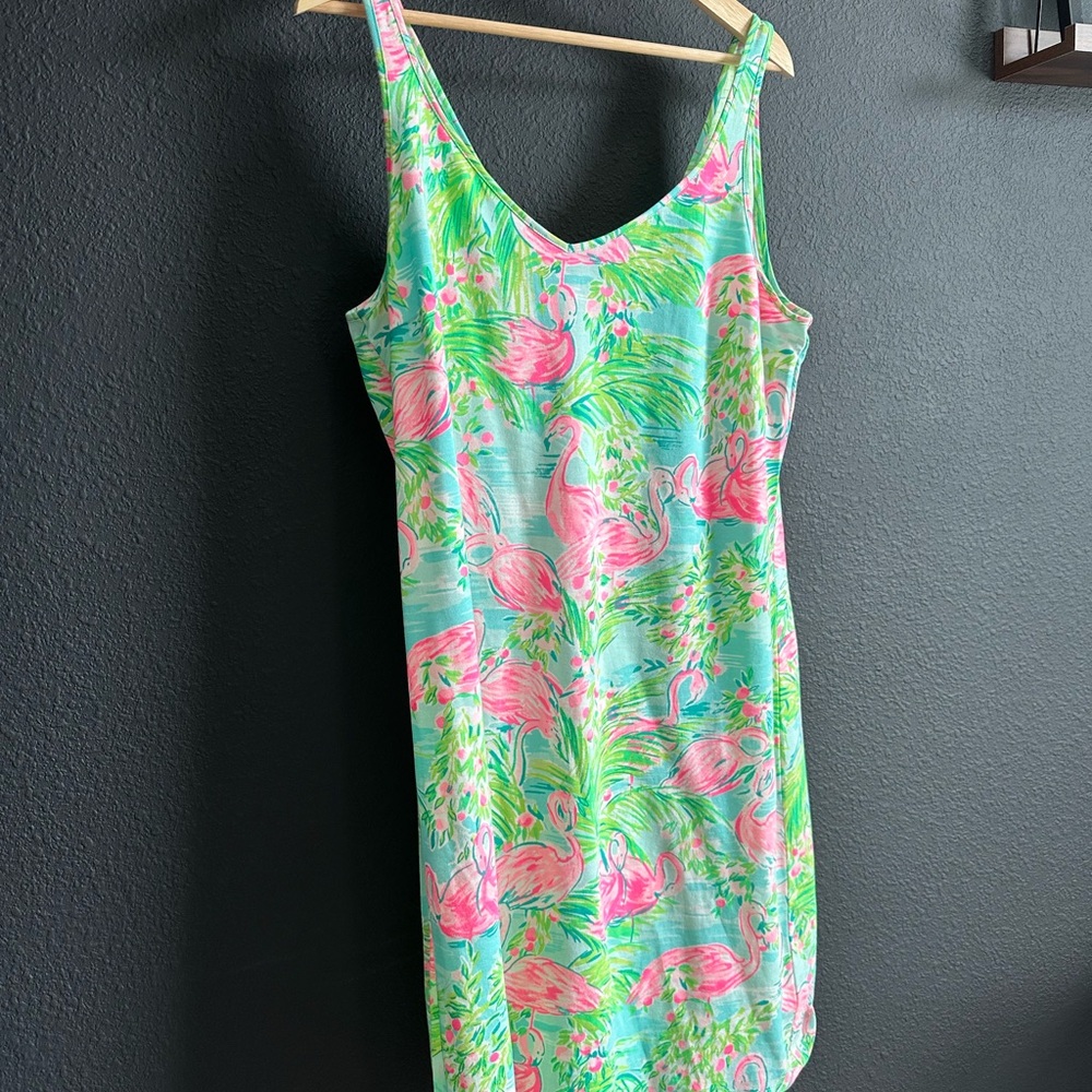 Lilly Pulitzer Pink and Green Tropical Mini Dress